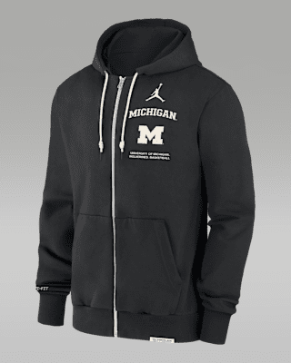 Michigan Wolverines On Court Basketball Men s Jordan Brand Dri FIT College Full Zip Hoodie. Nike